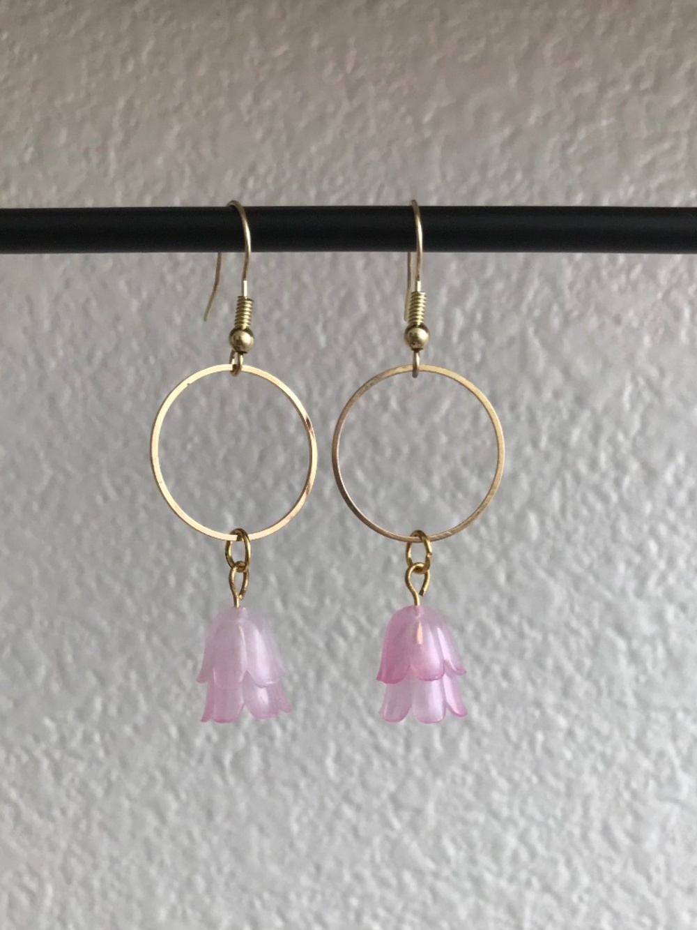 Handmade Pink Lily Hoop Earrings